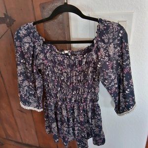 floral peplum off shoulder top